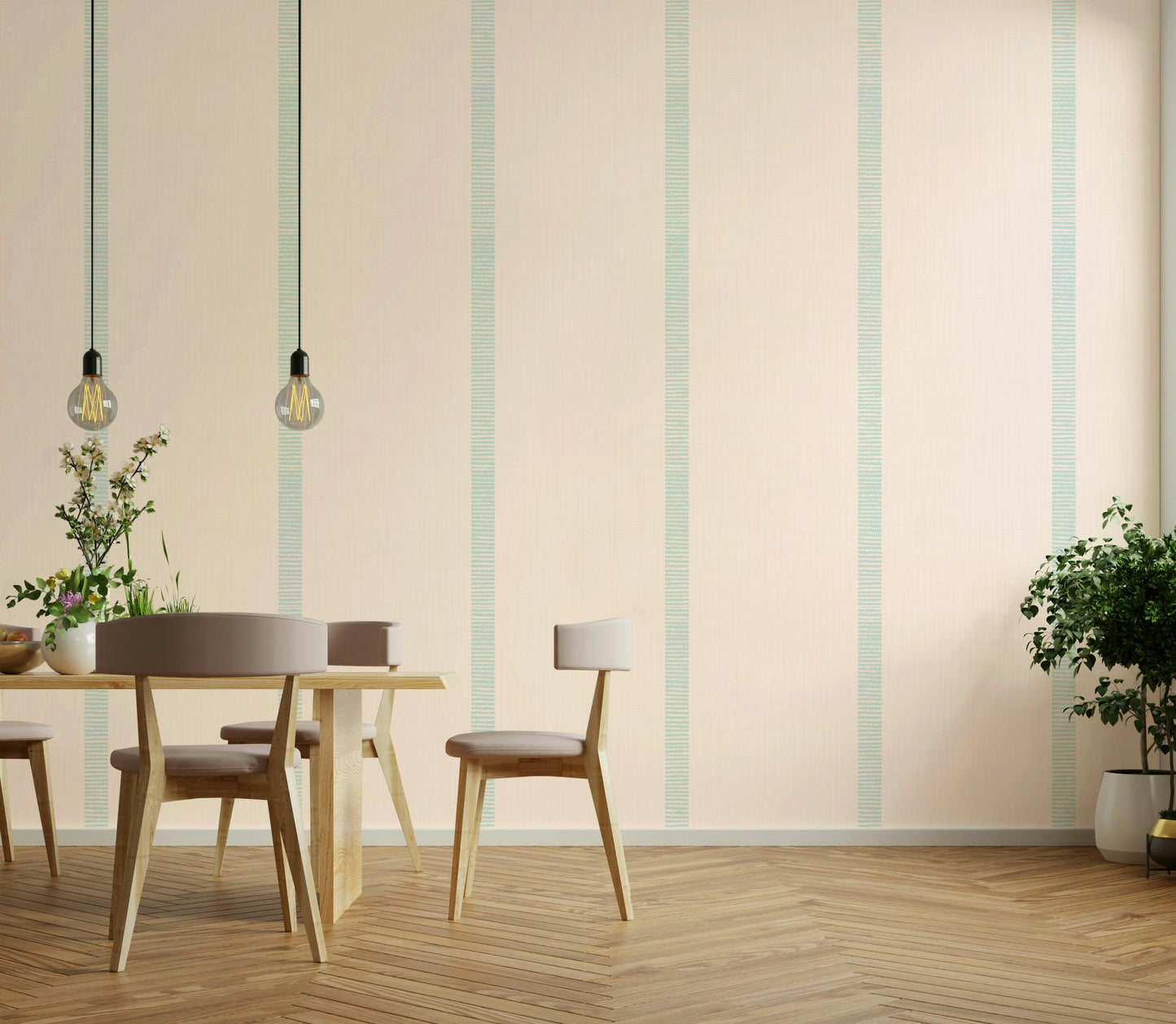 Golden harmony striped wallpaper in calming beige and blue tones

