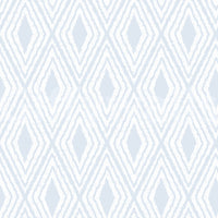 Harlequin Diamond Boho Azureish White wallpaper close-up showing the pattern detail of concentric ikat diamonds in pale blue and white