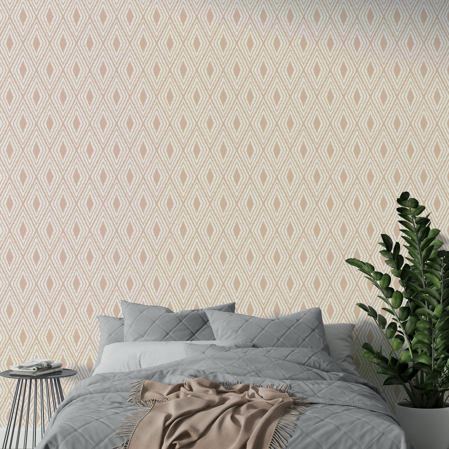 Beige harlequin geometric wall wallpaper

