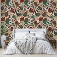 This wallpaper is suitable for a living room, a bedroom, or an elegant study.
