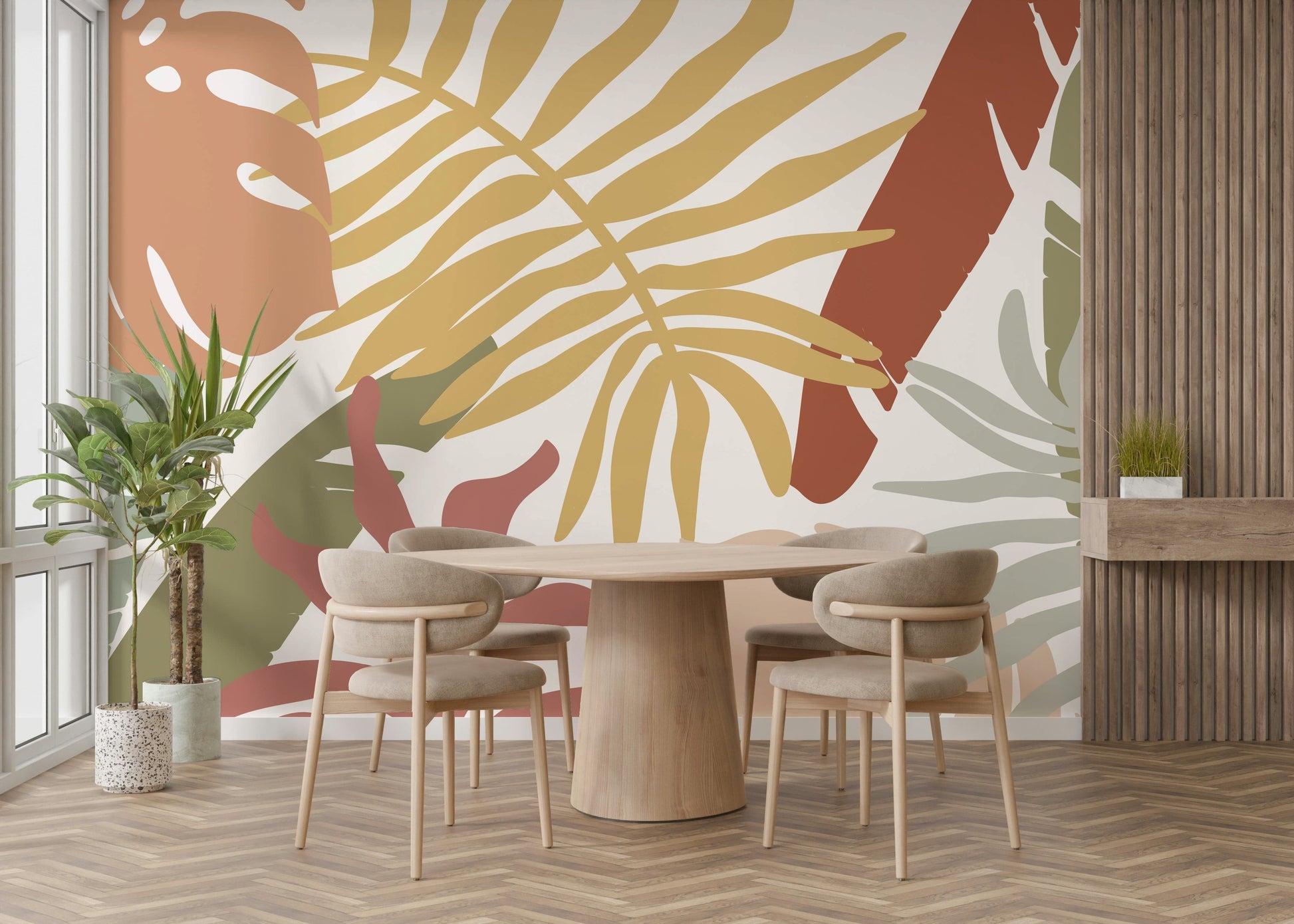 An artistic nature inspired mural for home decor.

