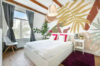 A beautiful modern art wall mural of lush foliage.

