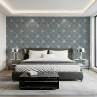Boho Minimal Ornament Grunge Calming Blue Wallpaper⁠