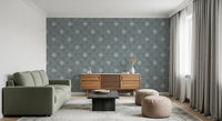 Boho Minimal Ornament Grunge Calming Blue Wallpaper⁠