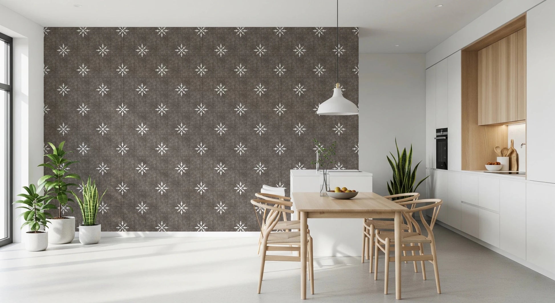 Boho Minimal Ornament Grunge Dark Bark Wallpaper⁠