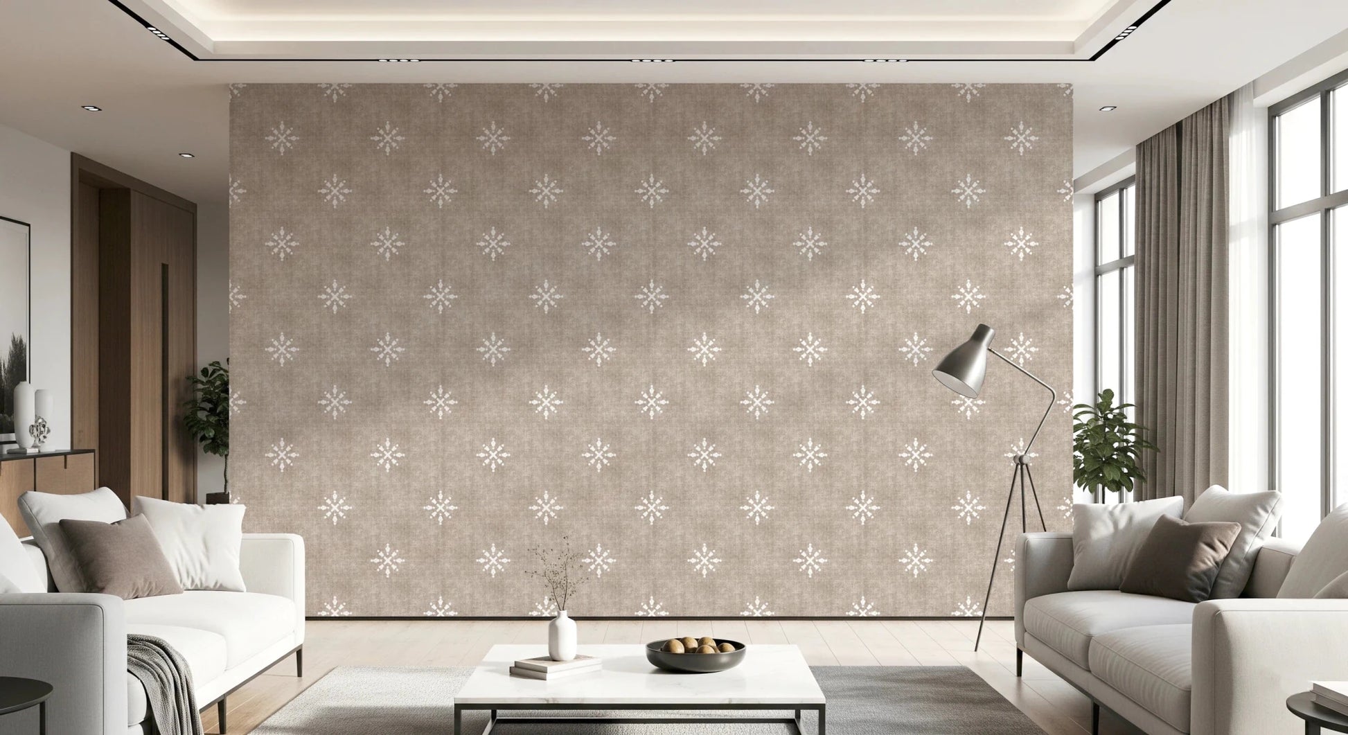 Boho Minimal Ornament Grunge Earthy Beige Wallpaper⁠