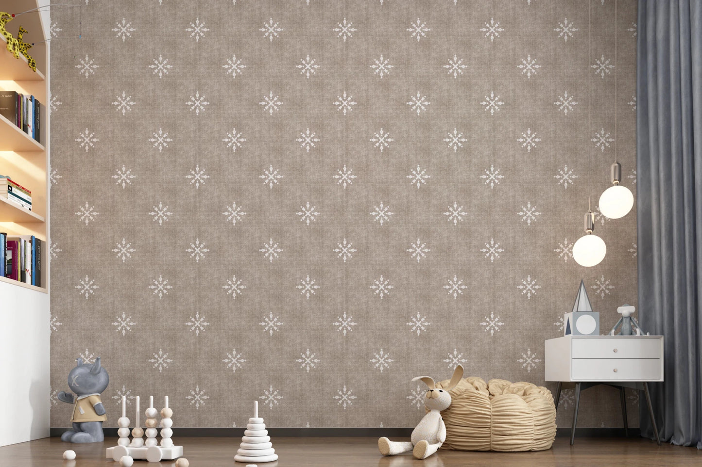 Boho Minimal Ornament Grunge Earthy Beige Wallpaper⁠