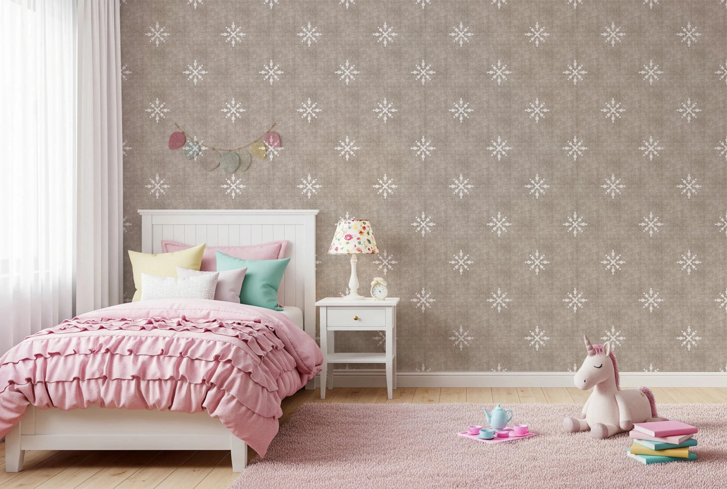 Boho Minimal Ornament Grunge Earthy Beige Wallpaper⁠