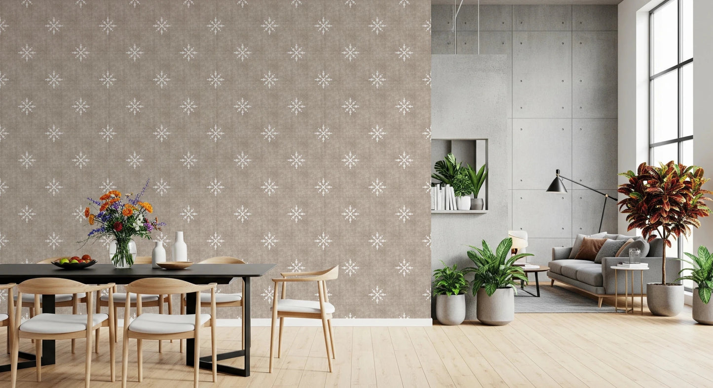 Boho Minimal Ornament Grunge Earthy Beige Wallpaper⁠