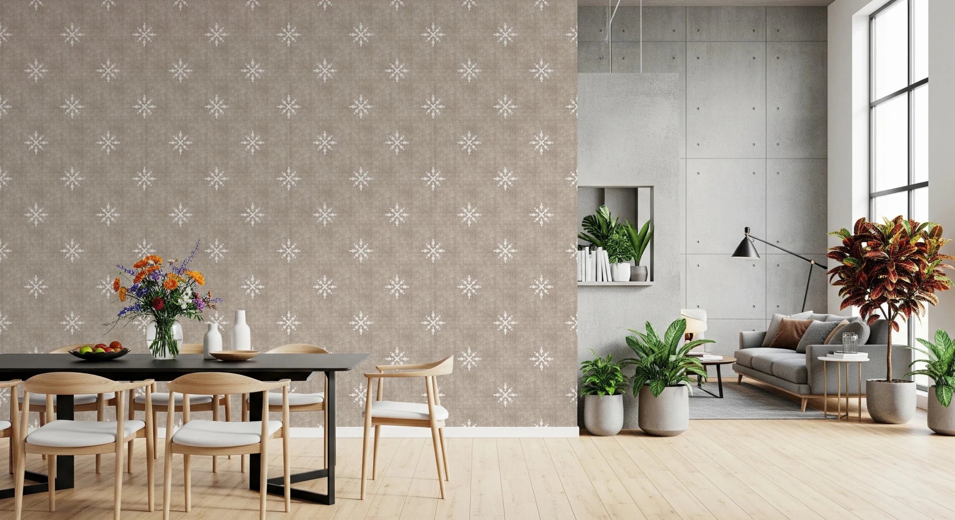 Boho Minimal Ornament Grunge Earthy Beige Wallpaper⁠