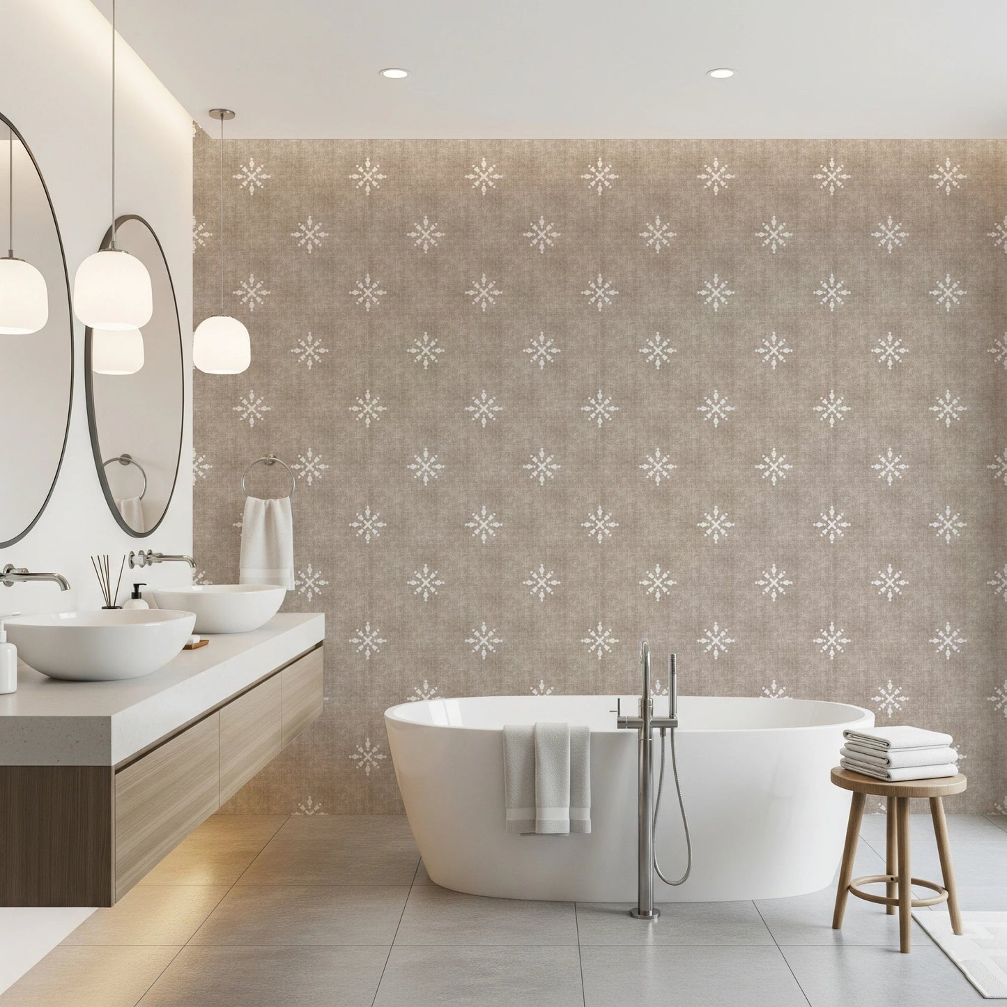 Boho Minimal Ornament Grunge Earthy Beige Wallpaper⁠