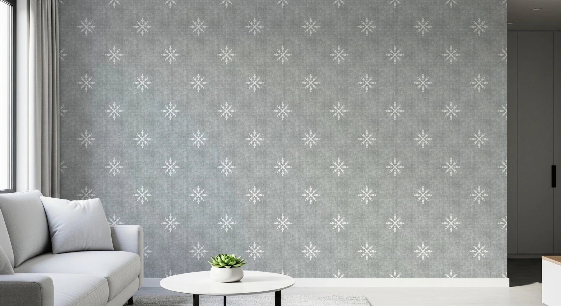Boho Minimal Ornament Grunge Grey Clouds Wallpaper⁠