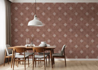 Boho Minimal Ornament Grunge Terracotta Red Wallpaper⁠