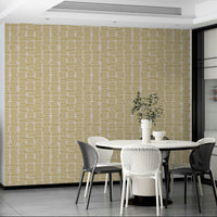 Modern boho wallpaper with mustard stripe pattern

