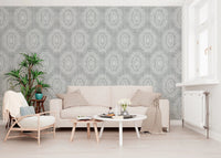 Boho Octagons Crochet Grunge Grey Clouds Wallpaper⁠