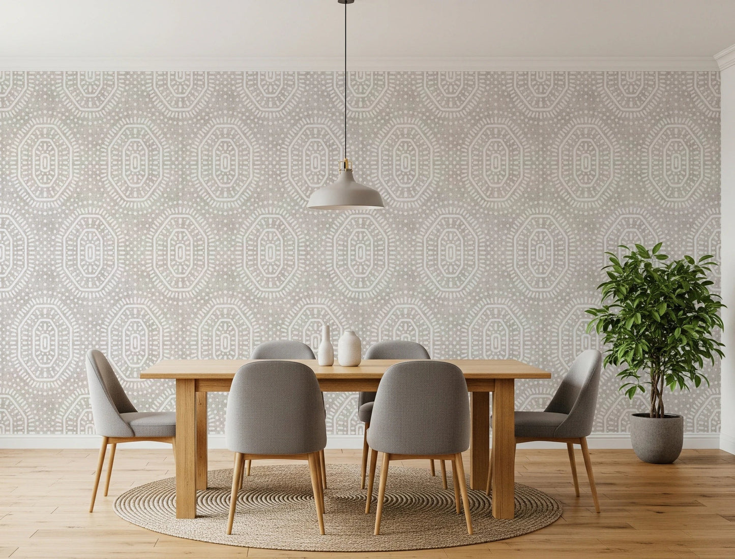 Boho Octagons Crochet Grunge Neutral Wallpaper⁠