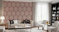 Boho Octagons Crochet Grunge Terracotta Red Wallpaper⁠