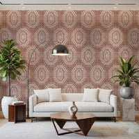 Boho Octagons Crochet Grunge Terracotta Red Wallpaper⁠