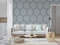 Boho Painted Grunge Calming Blue Wallpaper⁠