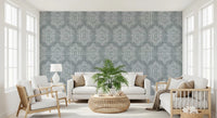 Boho Painted Grunge Calming Blue Wallpaper⁠