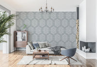 Boho Painted Grunge Calming Blue Wallpaper⁠