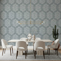 Boho Painted Grunge Calming Blue Wallpaper⁠