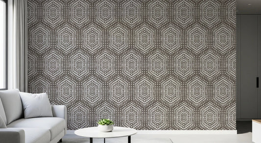 Boho Painted Grunge Dark Bark Wallpaper⁠