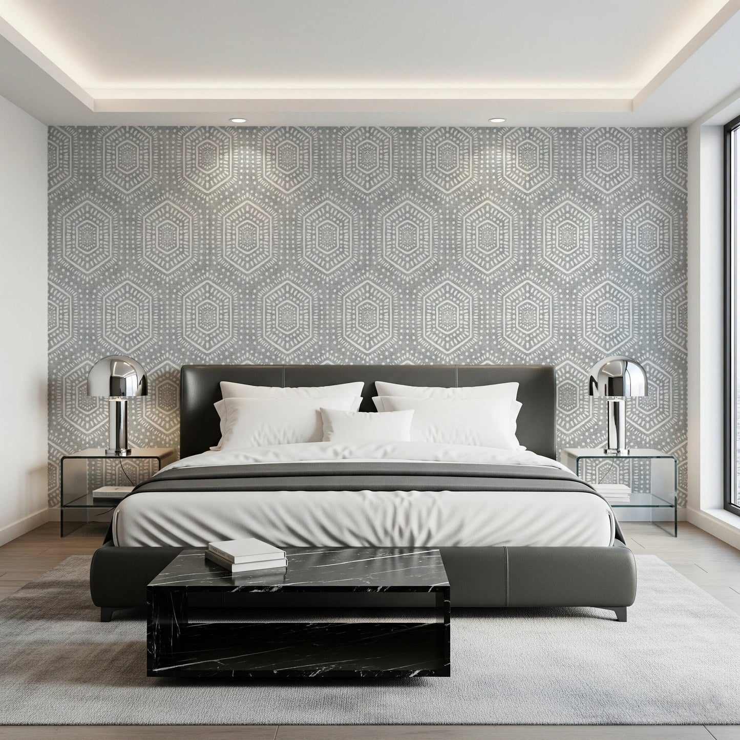 Boho Painted Grunge Grey Clouds Wallpaper⁠