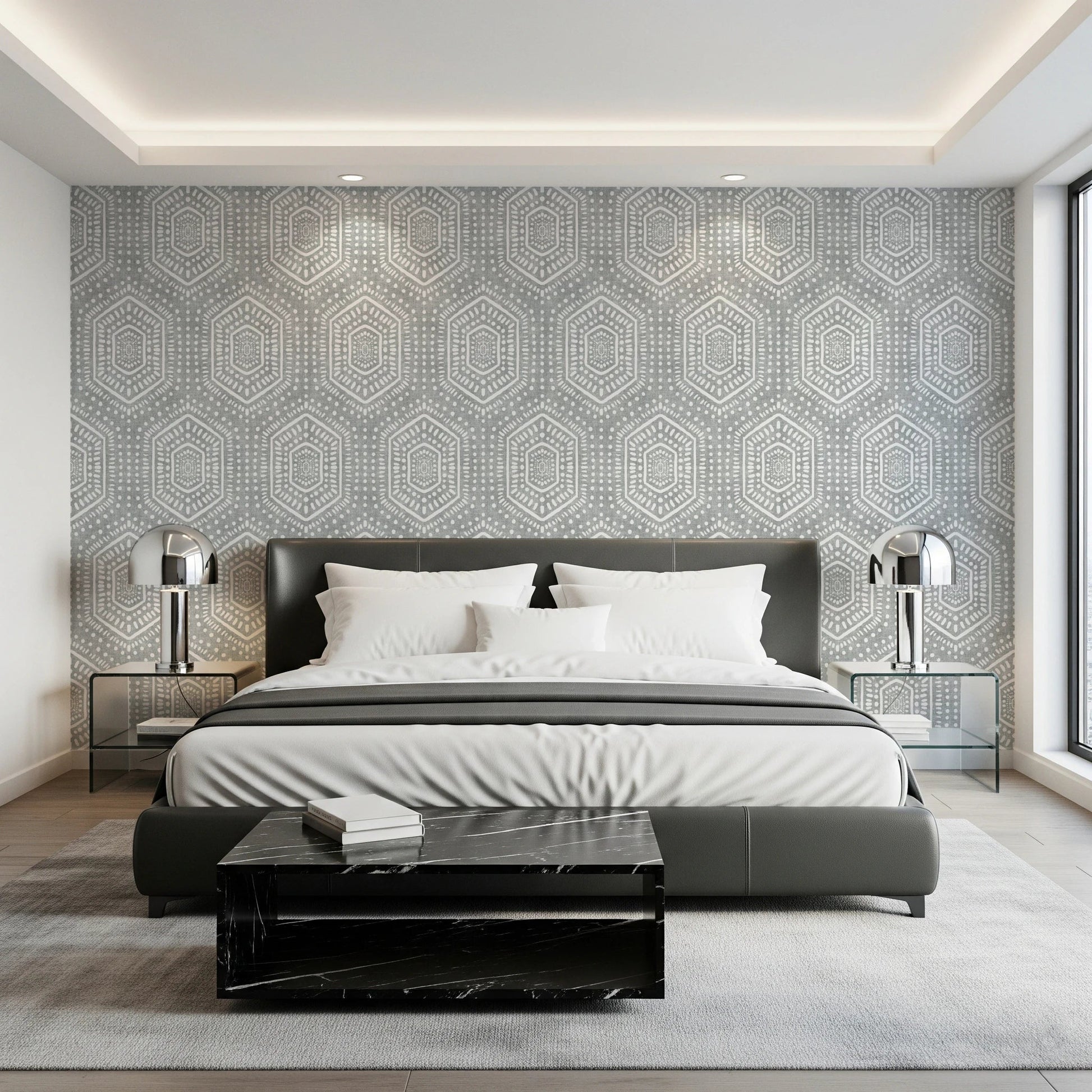Boho Painted Grunge Grey Clouds Wallpaper⁠