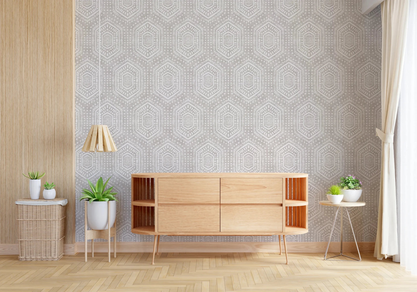 Boho Painted Grunge Neutral Wallpaper⁠
