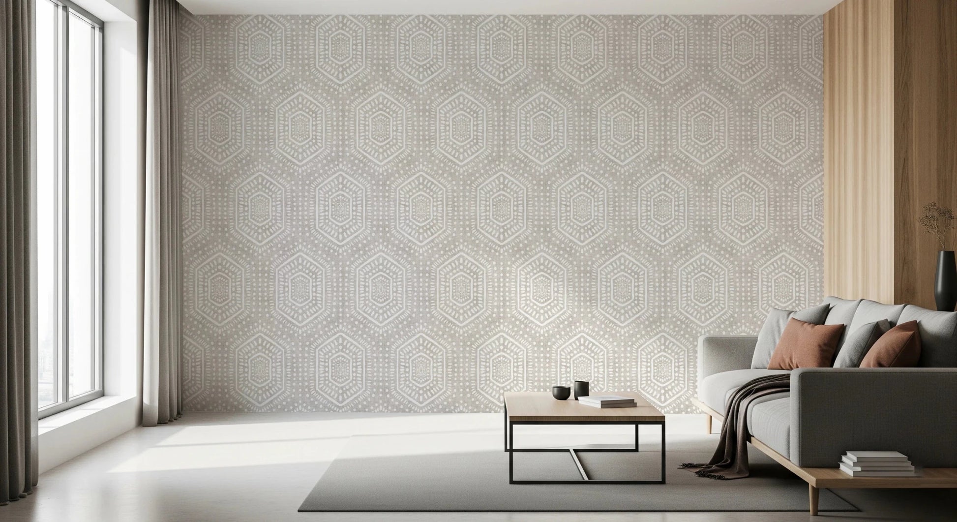 Boho Painted Grunge Neutral Wallpaper⁠