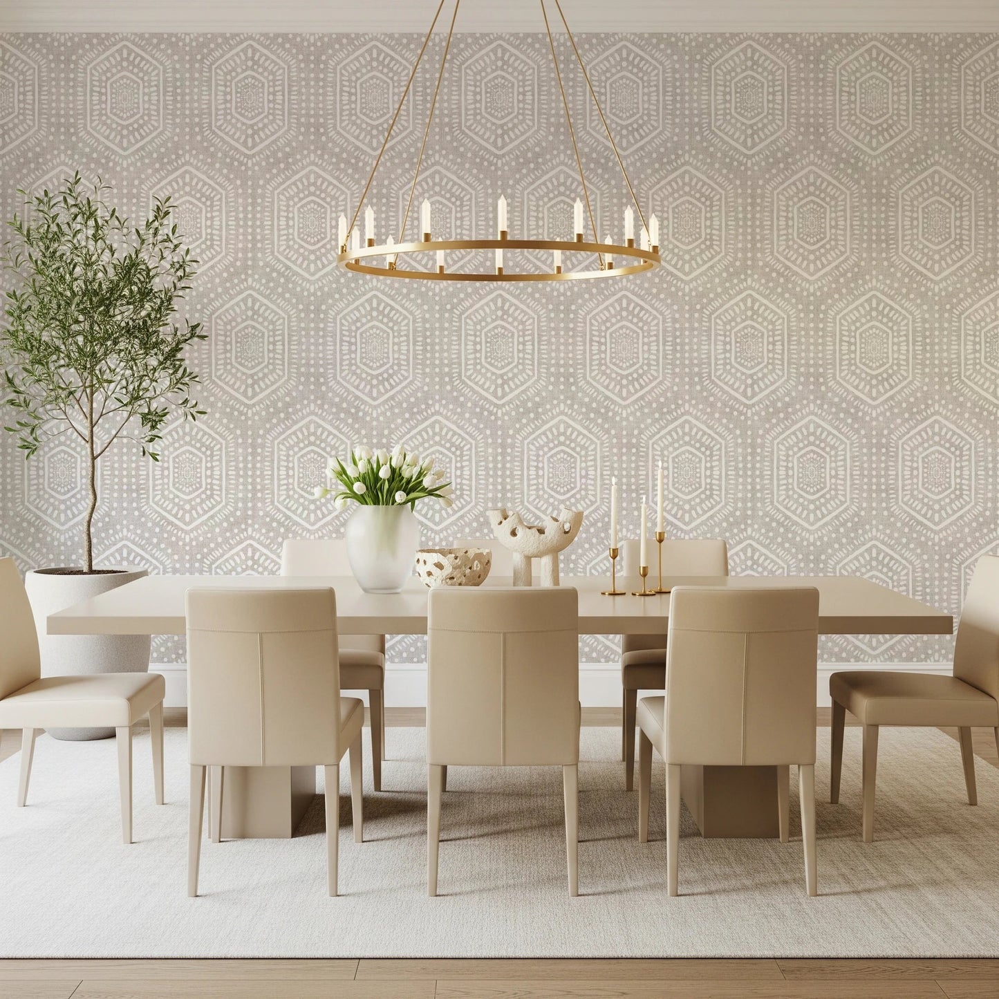 Boho Painted Grunge Neutral Wallpaper⁠