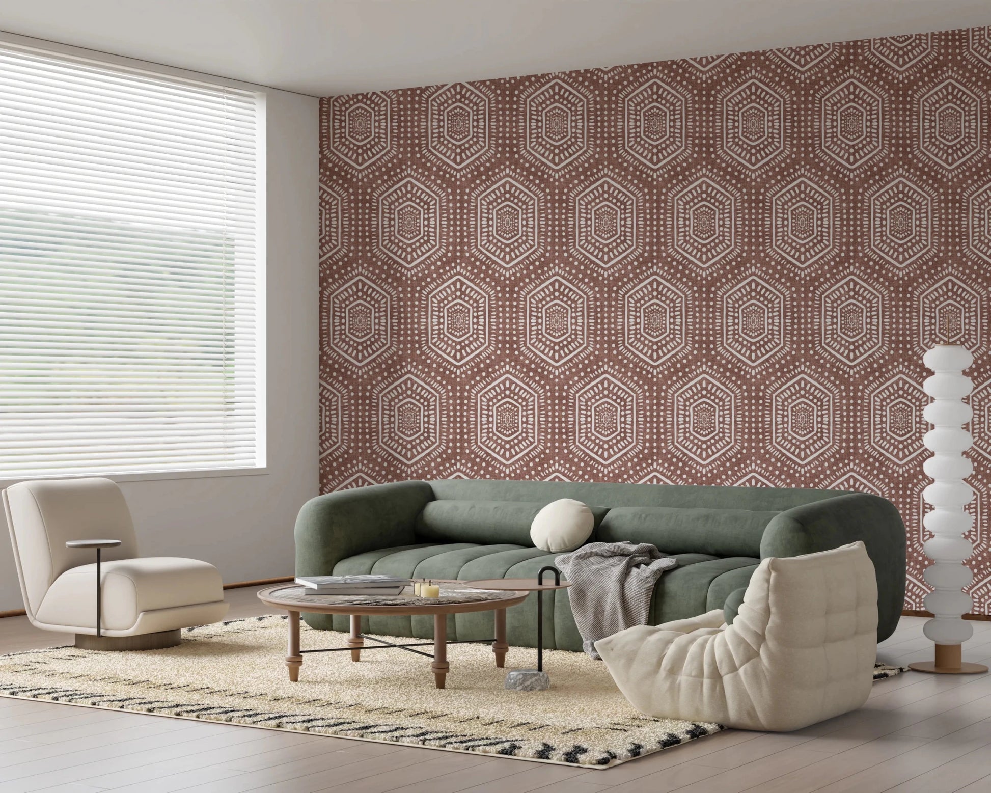 Boho Painted Grunge Terracotta Red Wallpaper⁠