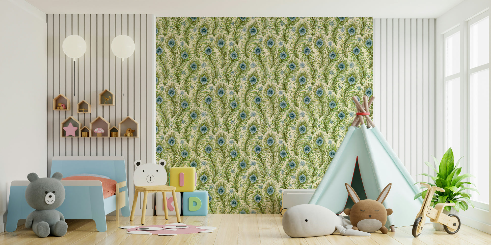 Chic feather pattern wallpaper with boho vibes

