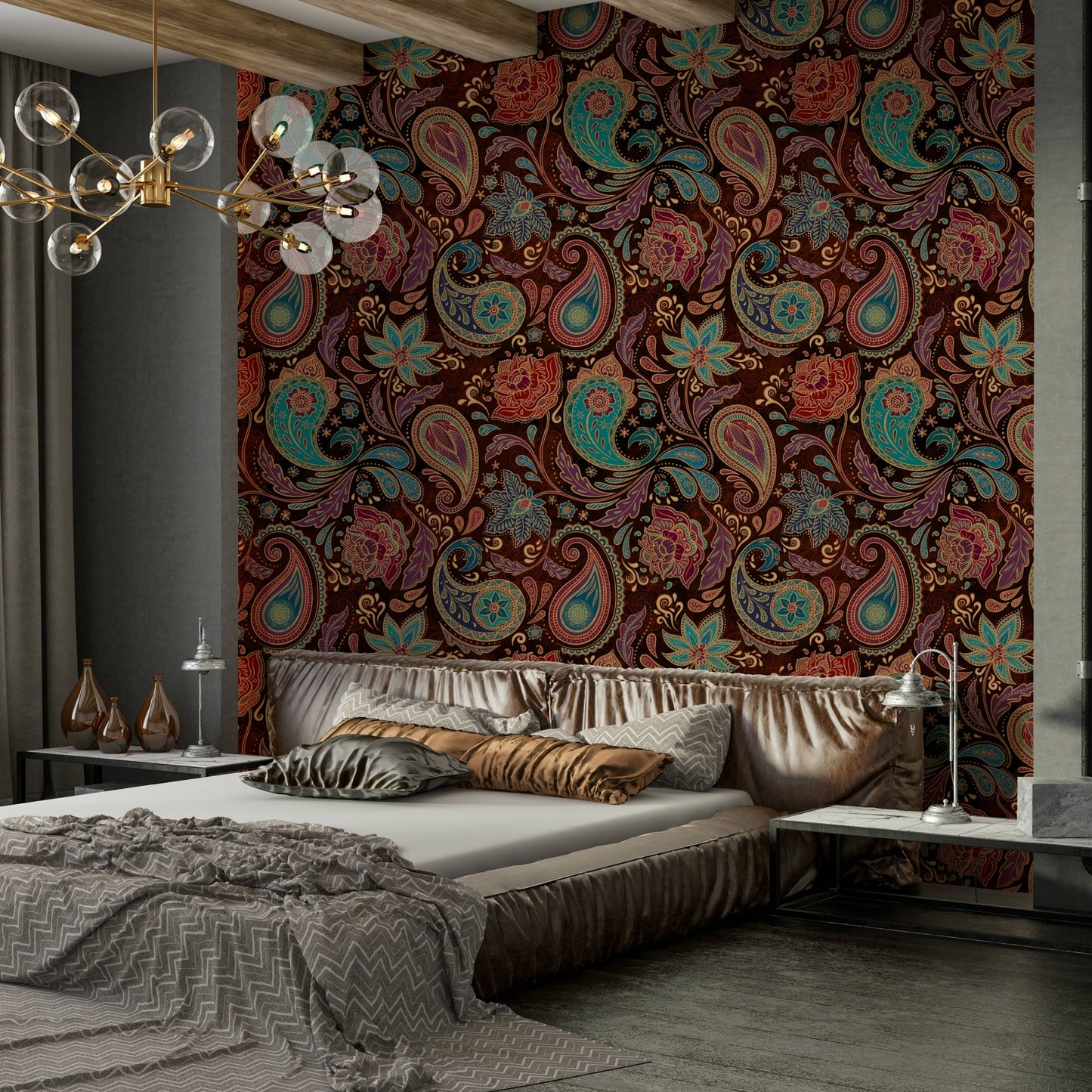 There are hints of other rich colors like emerald green and sapphire blue.
