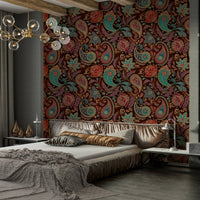 There are hints of other rich colors like emerald green and sapphire blue.
