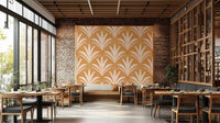 Boho rustic palm radiance wallpaper in brown shades

