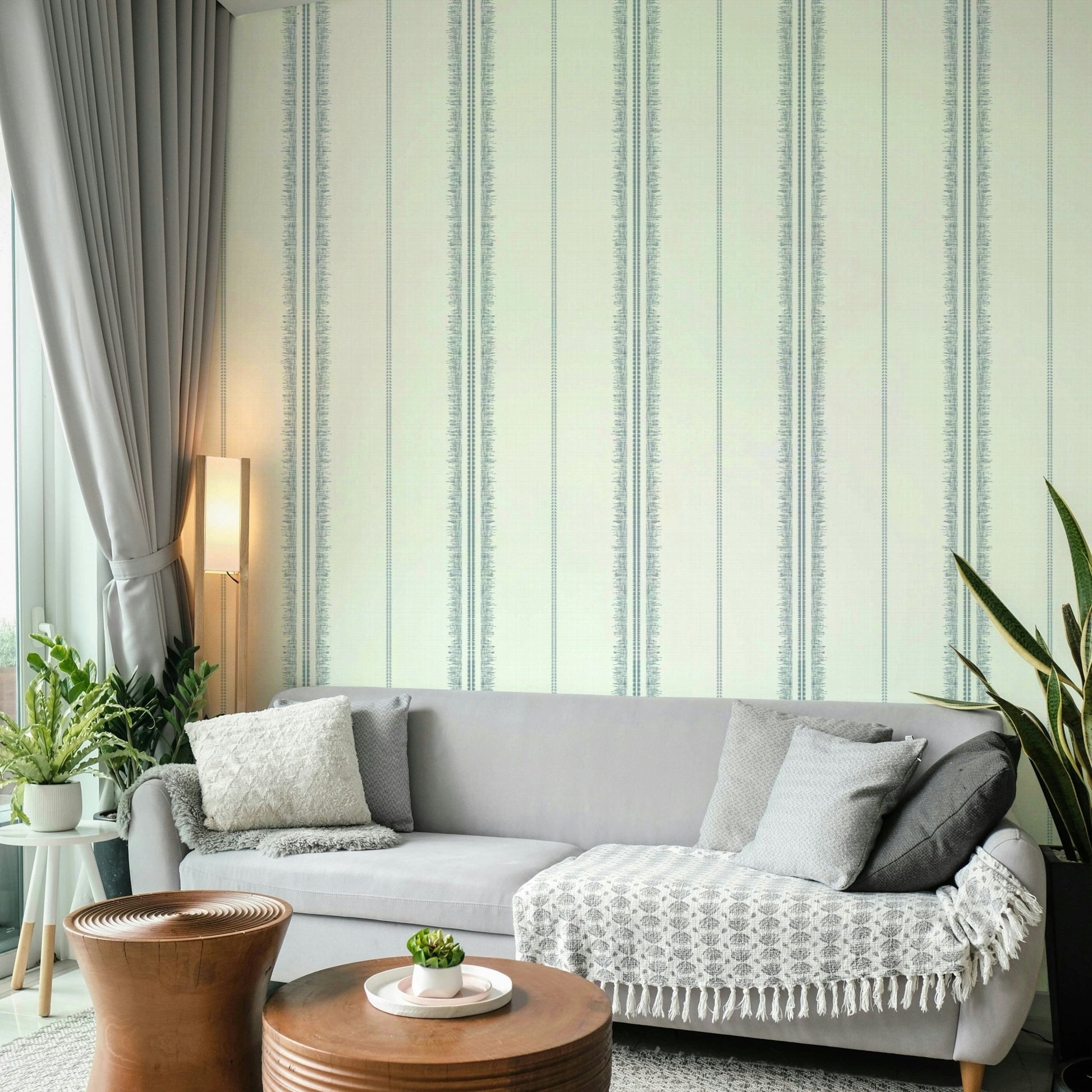 Earthy linen and terracotta wall design
