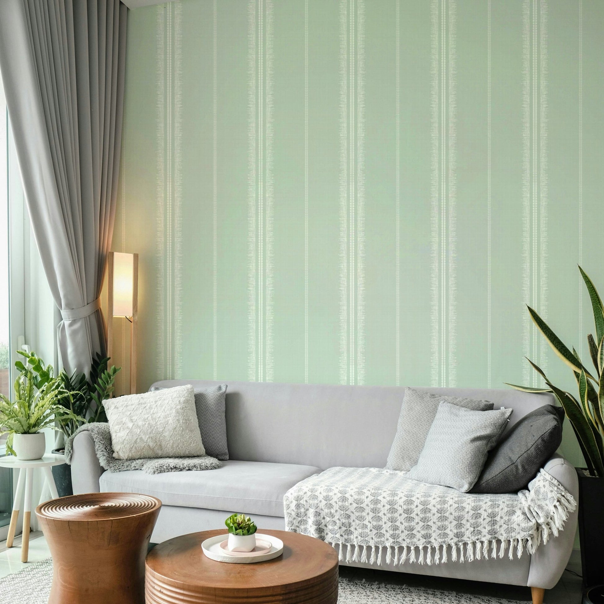 Sea green Boho Stripes wallpaper for contemporary rooms

