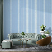 Blue and white striped design for living room

