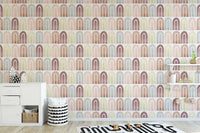 Watercolor abstract boho mural design
