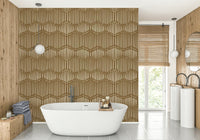 A wall mural featuring a soft, abstract boho pattern.

