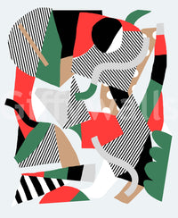 A peaceful vibrant color mural on decorative wallpaper.

