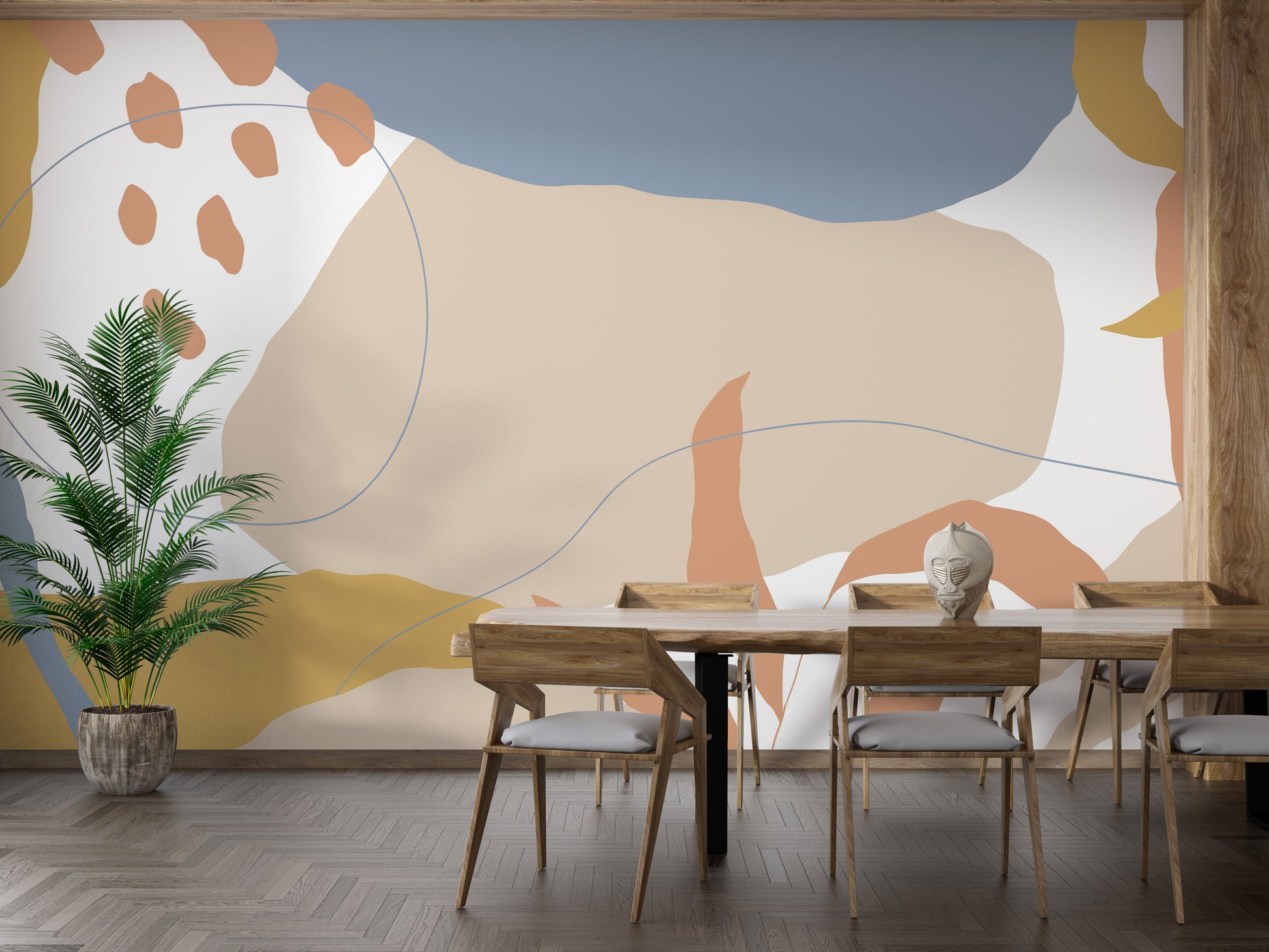 Modern abstract shape wall mural style
