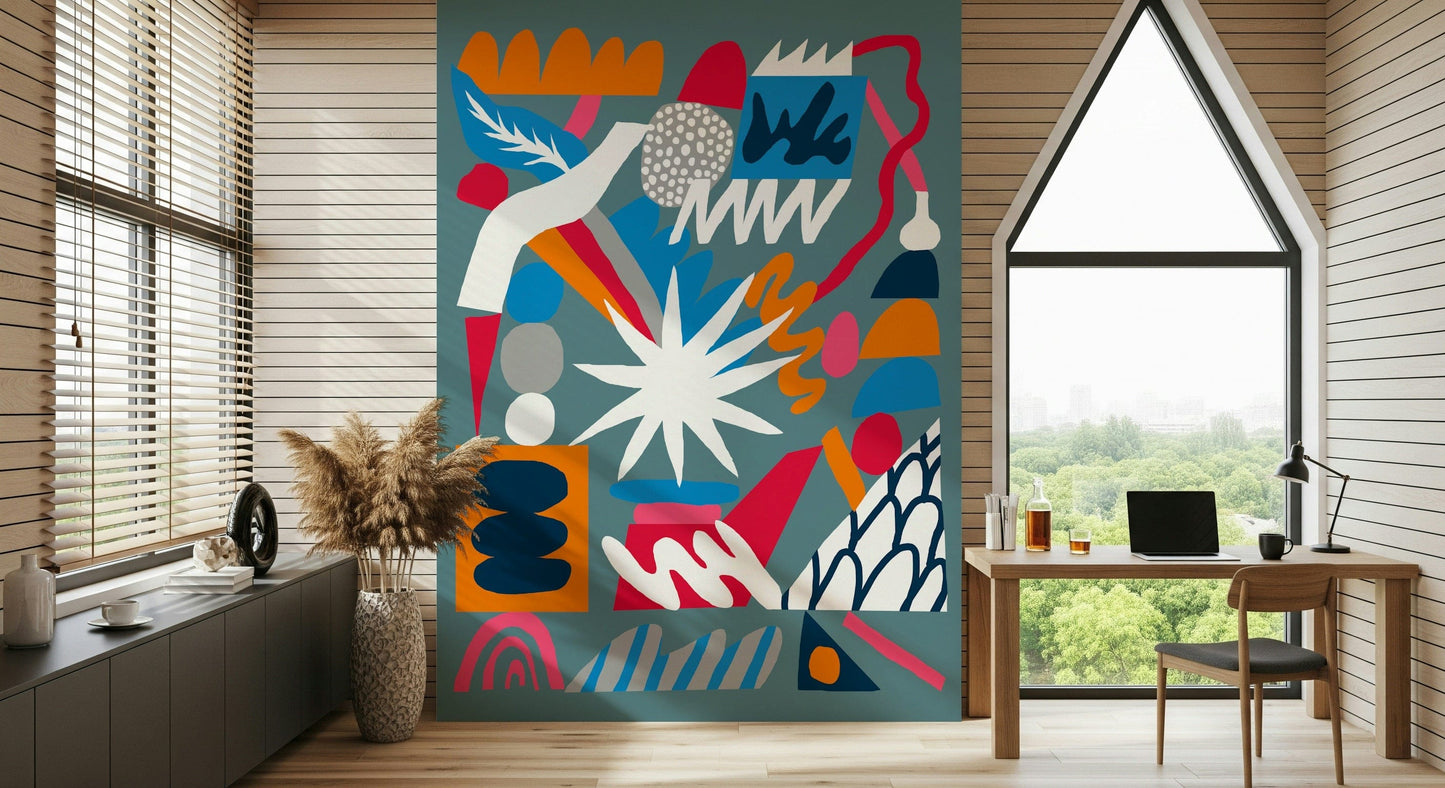 A serene abstract explosion wall mural for your decor.

