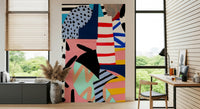A calming abstract design wallpaper mural that defines a space.

