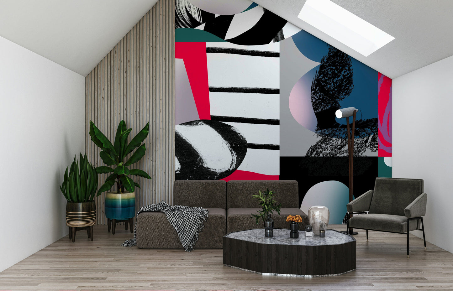 A serene chaotic pattern wall mural for vibrant decor.