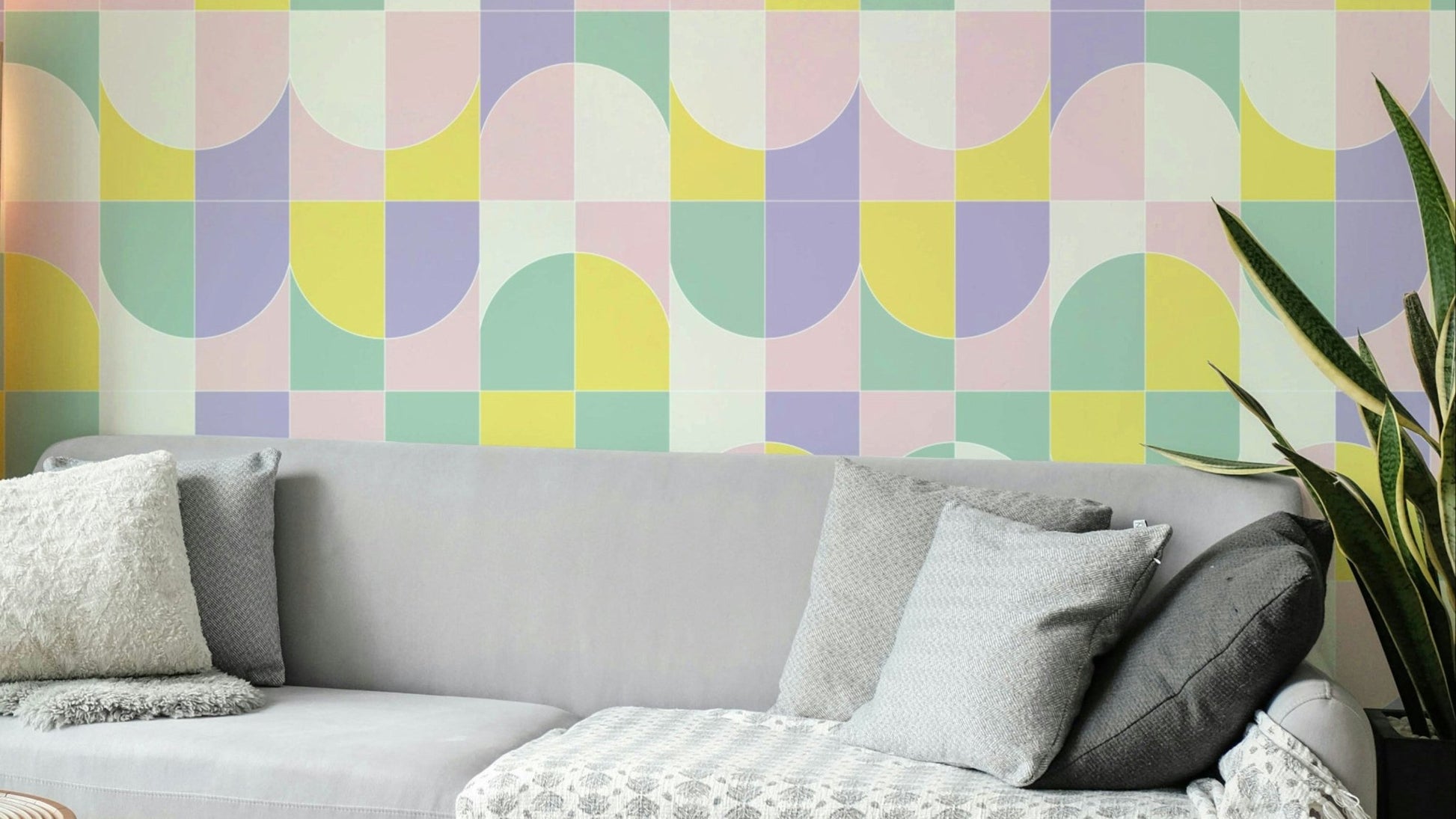 BOLD GEO TILES 05 Wallpaper on a wall.

