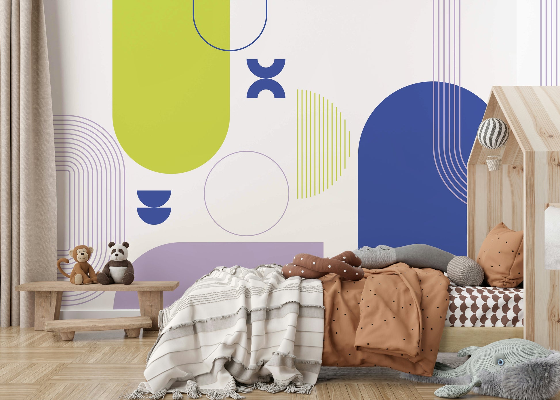 Bold Shapes and Lines in Wall Mural

