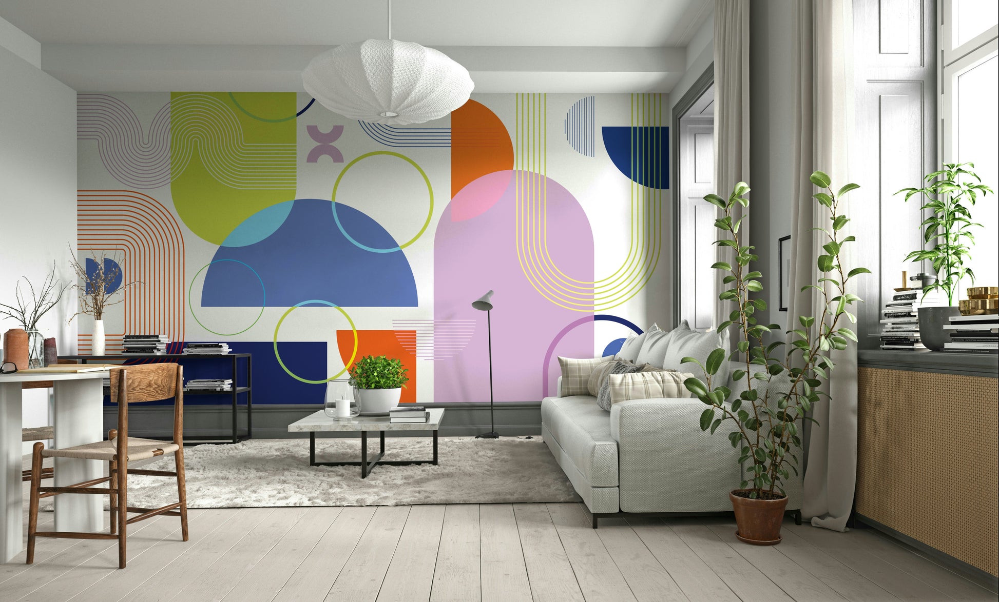 Colorful Bold Geometric Shapes Wallpaper

